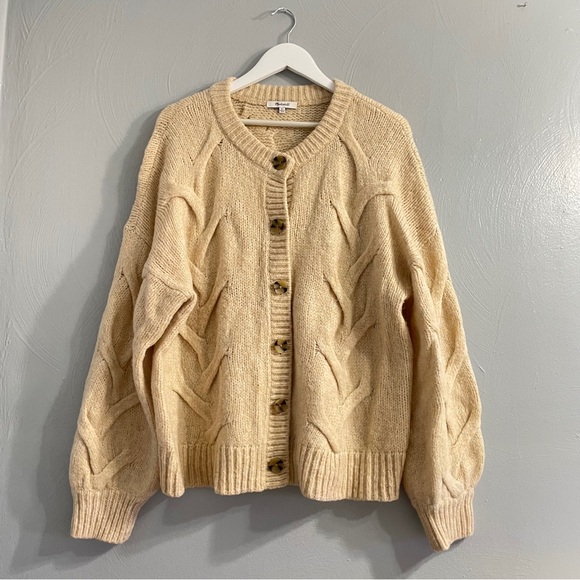 Madewell ashmont cable sweater cardigan XL wool blend # NH939 - Picture 3 of 13